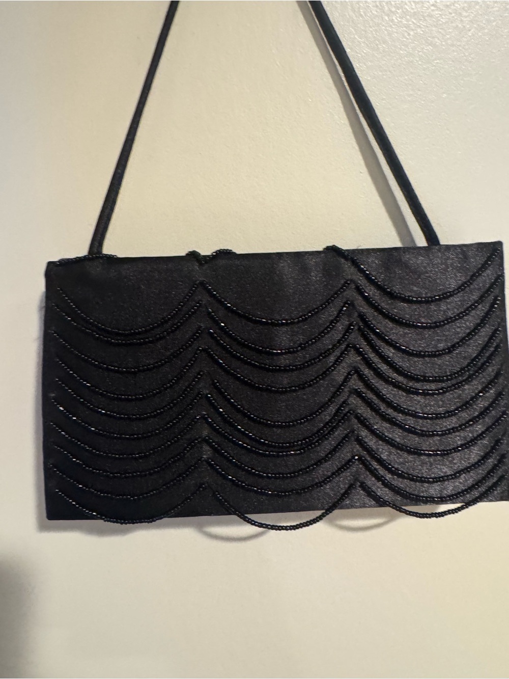 Victoria’s Secret Vintage Black Satin Beaded Evening Shoulder Bag